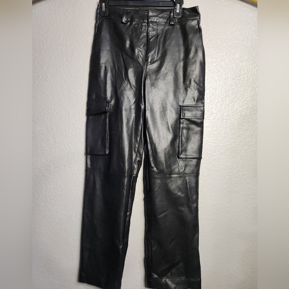 Faux Leather Cargo Pants